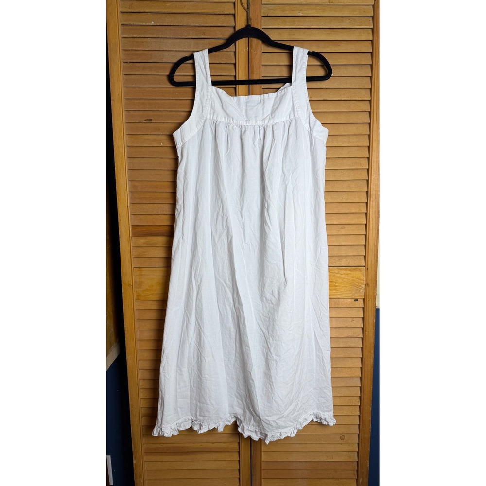 Vtg The 1 for U White Flowy Cotton Prairie Nightgown Cottage Core House Dress M - Picture 9 of 12